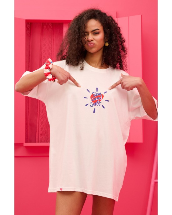 Petit Boutik T-shirt “See Sand Salt” White Μπλούζα Petit Boutik T-shirt “See Sand Salt” White Μπλούζα