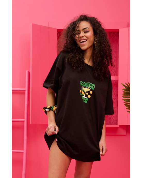 Petit Boutik T-shirt “Cocktail Time” Black Μπλούζα
