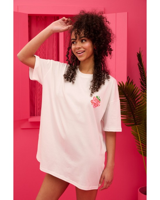 Petit Boutik T-shirt “Όνειρά μου Φραουλί” White Μπλούζα