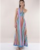 Pho Multicolor Long Hat Neck Stripes Φόρεμα