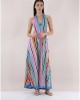 Pho Multicolor Long Hat Neck Stripes Φόρεμα