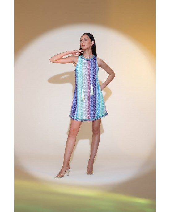 Pho Mosaic Flared Short Φόρεμα