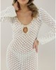 Pho Firenze Openwork Fabric White Long Φόρεμα