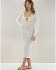 Pho Firenze Openwork Fabric White Long Φόρεμα