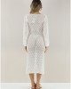 Pho Firenze Openwork Fabric White Long Φόρεμα