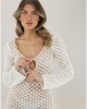 Pho Firenze Openwork Fabric White Long Φόρεμα