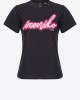 Pinko Bussolotto T-shirt With Stampa Ironiko Black/Fuxia Μπλούζα