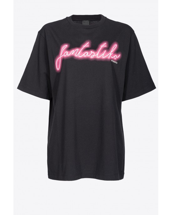 Pinko Scanner T-shirt With Stampa Fantastiko Black/Fuxia Μπλούζα
