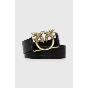 Pinko Chaval H4 Black Δερμάτινη Ζώνη