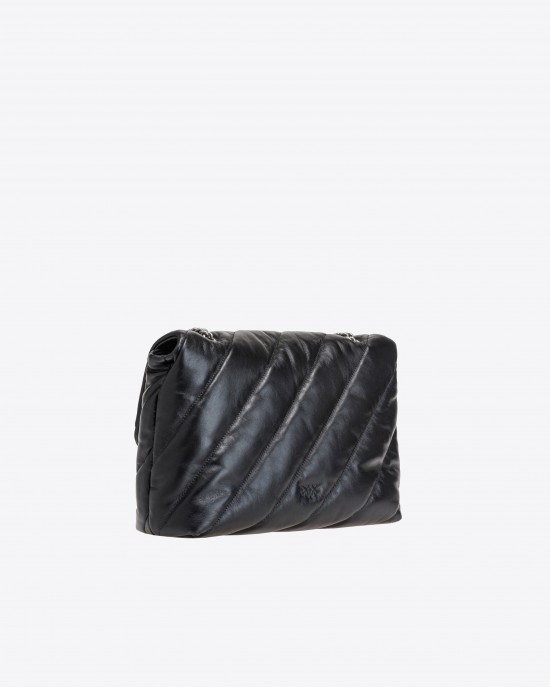 Pinko Love Big Puff Maxi Quilted Black Leather Τσάντα