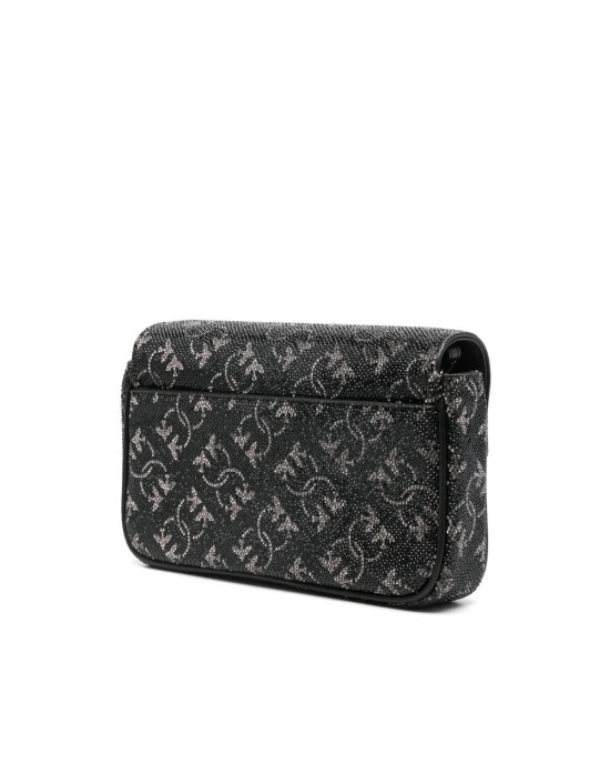 Pinko Love One Pocket Monogram Strass Black Τσάντα