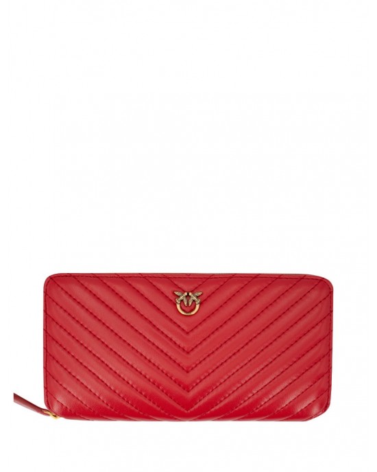 Pinko Ryder Zip-around Chevron Red Πορτοφόλι