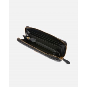 Pinko Ryder Zip-around Chevron Black Leather Πορτοφόλι