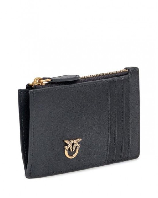 Pinko Airone Cardholder Black Leather Πορτοφόλι