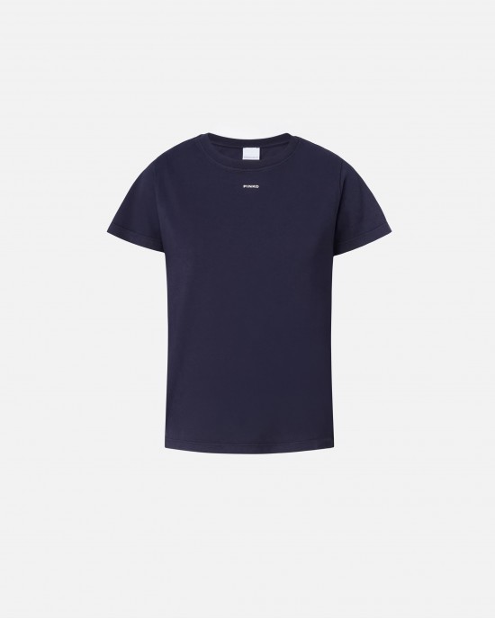 Pinko Basico T-Shirt Mini Logo Blue Μπλούζα