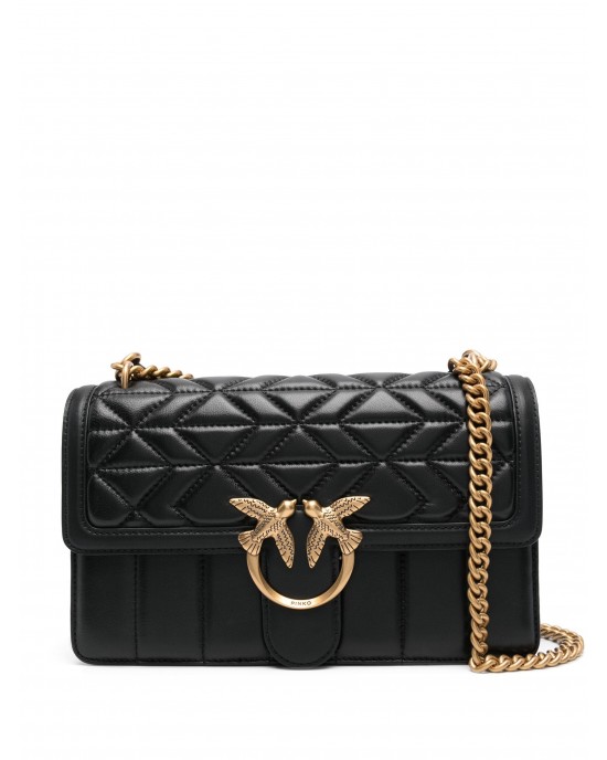 Pinko Love One Classic Mix Quilted Black Leather Τσάντα