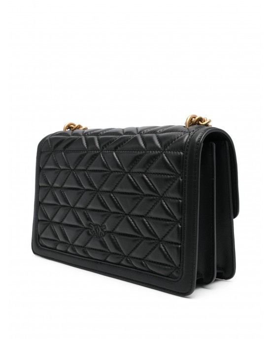 Pinko Love One Classic Mix Quilted Black Leather Τσάντα