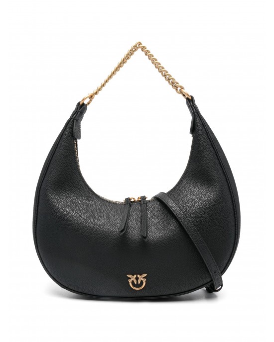 Pinko Brioche Hobo Classic Black Leather Τσάντα