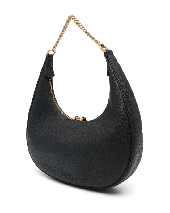 Pinko Brioche Hobo Classic Black Leather Τσάντα