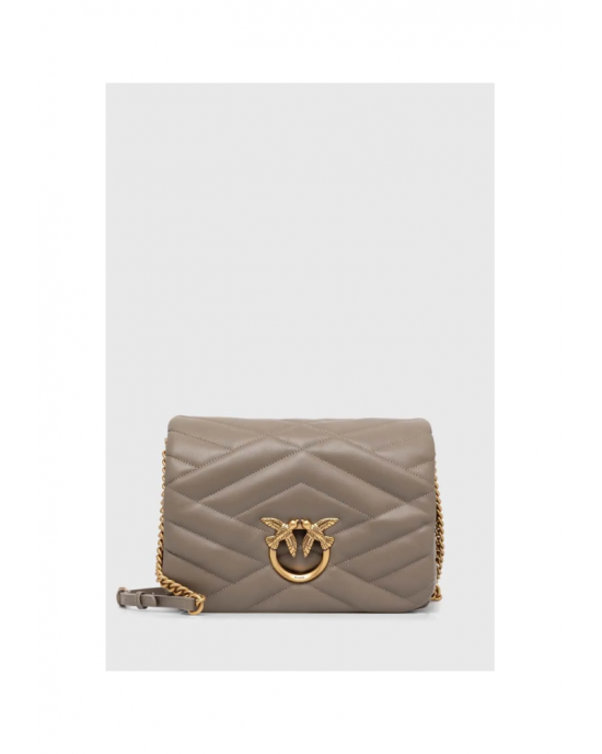 Pinko Love Click Puff Classic Quilted Puzzle Beige Leather Τσάντα