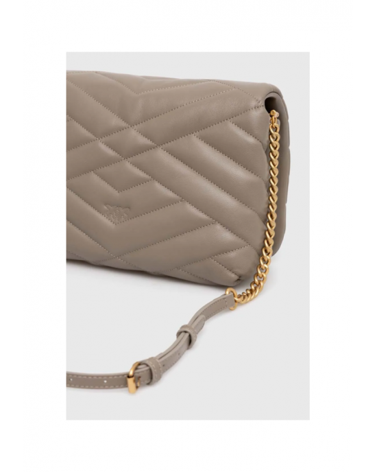 Pinko Love Click Puff Classic Quilted Puzzle Beige Leather Τσάντα