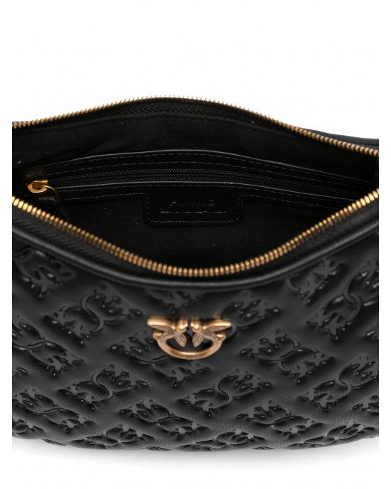 Pinko Half Moon Mini Black Leather Τσάντα