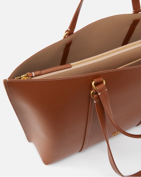 Pinko Carrie Big Tumbled Shopper Brown Leather Τσάντα