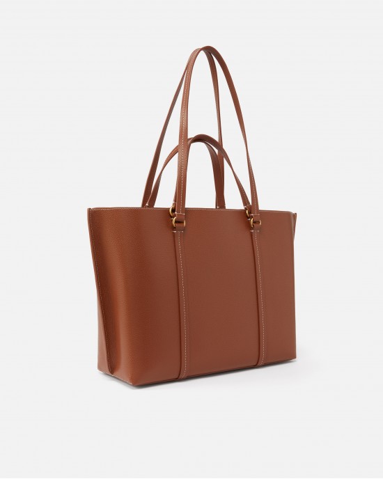 Pinko Carrie Big Tumbled Shopper Brown Leather Τσάντα