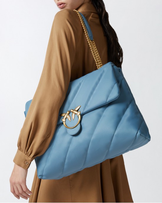 Pinko Love Puff Extra Quilted Nylon Recycled Light Blue Τσάντα