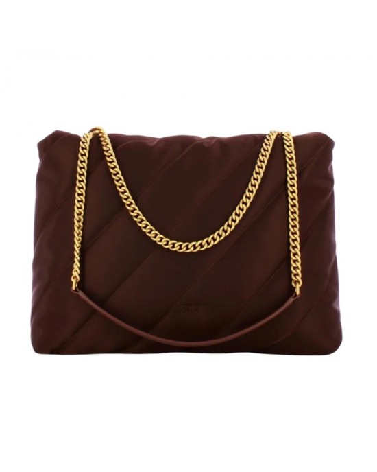 Pinko Love Puff Extra Quilted Nylon Recycled Brown Τσάντα