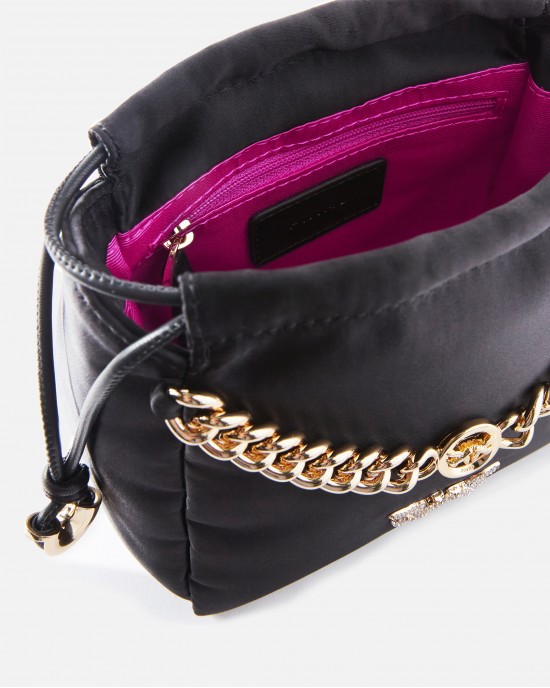 Pinko Atalanta Pouch Satin Mini Clutch With Chains Black Τσάντα