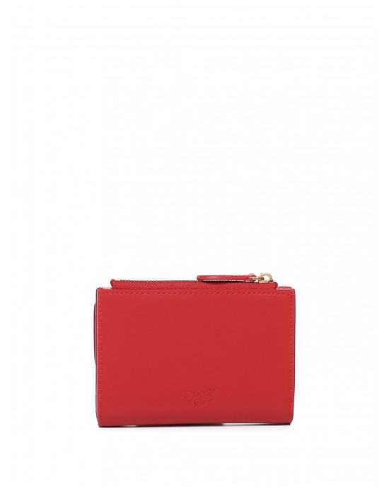 Pinko Compact Small Red Leather Πορτοφόλι