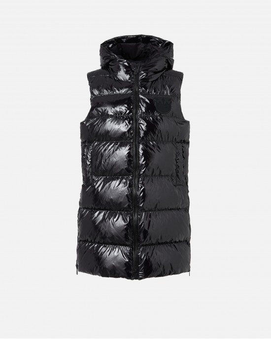 Pinko Graffetta Padded Puffer Gilet With Hood Black Μπουφάν