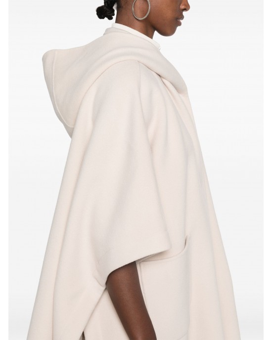 Pinko Medaglia Wool Poncho Beige Παλτό