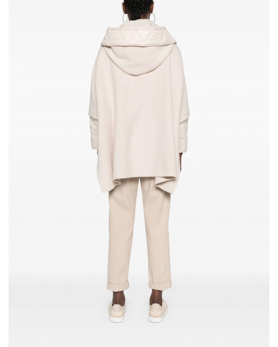 Pinko Medaglia Wool Poncho Beige Παλτό