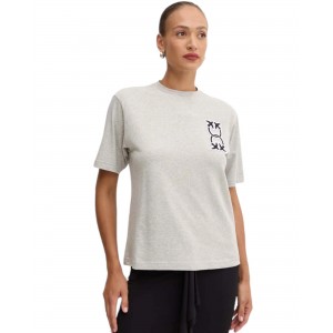 Pinko Tunisia T-shirt Logo Patch Love Birds Monogram Grey Μπλούζα
