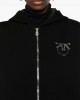 Pinko Gesso Zip-up Love Birds Logo Embroidery Crystals Black Ζακέτα