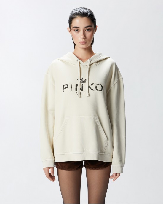 Pinko Bassani Beige Φούτερ Με Κουκούλα