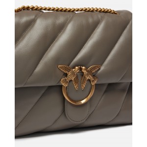 Pinko Puff Big Maxi Quilt Grigio Leather Τσάντα