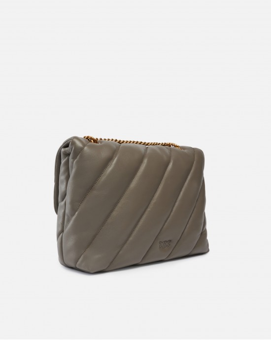 Pinko Puff Big Maxi Quilt Grigio Leather Τσάντα Pinko Puff Big Maxi Quilt Grigio Leather Τσάντα