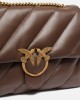 Pinko Puff Big Maxi Quilt Brown Leather Τσάντα
