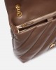 Pinko Puff Big Maxi Quilt Brown Leather Τσάντα