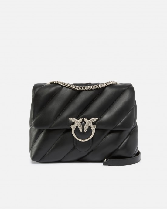 Pinko Puff Big Maxi Quilt Black Leather Τσάντα