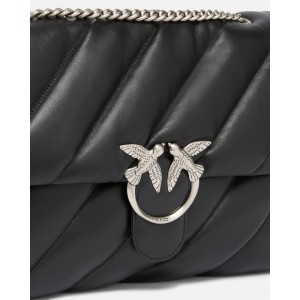Pinko Puff Big Maxi Quilt Black Leather Τσάντα