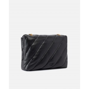 Pinko Puff Big Maxi Quilt Black Leather Τσάντα