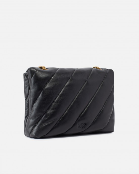 Pinko Puff Big Maxi Quilt Black Leather Τσάντα
