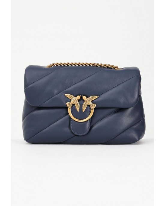 Pinko Puff Classic Maxi Quilt Blue Indaco Leather Τσάντα Pinko Puff Classic Maxi Quilt Blue Indaco Leather Τσάντα