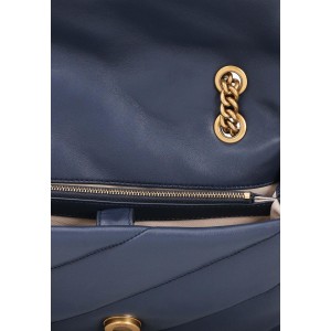 Pinko Puff Classic Maxi Quilt Blue Indaco Leather Τσάντα