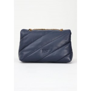 Pinko Puff Classic Maxi Quilt Blue Indaco Leather Τσάντα