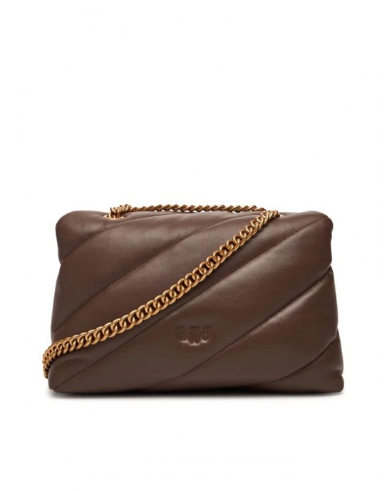 Pinko Puff Classic Maxi Quilt Marron Leather Τσάντα